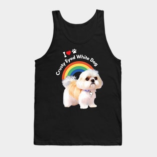 Crusty Eyed Malshi Puppy Fluffy Crusty White Dog Tank Top